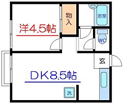 レインボーハイツ 1LDKの間取図画像
