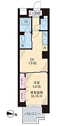 Yunパーク木場 1DKの間取図画像