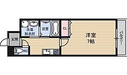 パーラム淡路 7階1Kの間取り