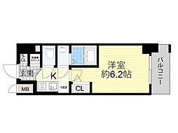 エスリード新大阪ヴェルデ 1Kの間取図画像