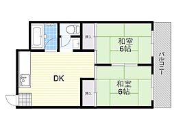 第二住吉苑 2DKの間取図画像