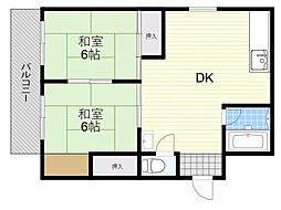 第二住吉苑 2LDKの間取図画像
