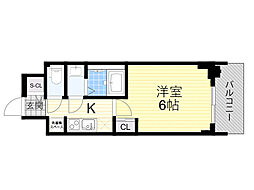 プランドール新北野 1Kの間取図画像