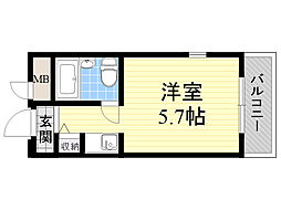 朝日プラザアクシス東淀川 ワンルームの間取図画像