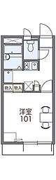 レオパレスソレイユ野里2 1Kの間取図画像