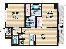エステムコート新大阪9グランブライト 2DKの間取図画像