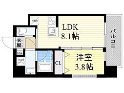 ディームス御幣島 1LDKの間取図画像