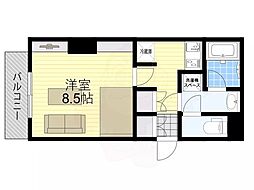 アスール江坂 1Kの間取図画像