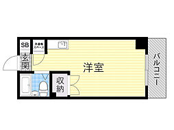 東明マンション江坂 ワンルームの間取図画像