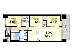 スプランディッド大阪NAMBA LINE 3LDKの間取図画像