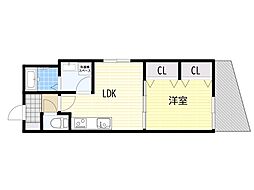 アモーレ福町 1LDKの間取図画像