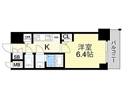 S-RESIDENCEESAKA 1Kの間取図画像