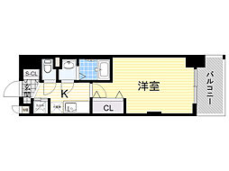 Luxe新大阪α 1Kの間取図画像