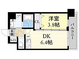 ディームス御幣島 1DKの間取図画像