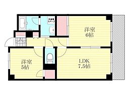 久光マンション 2DKの間取図画像