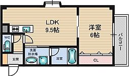 メゾンリュート2番館 1LDKの間取図画像
