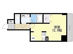 サムティ大阪WESTグランジール ワンルームの間取図画像
