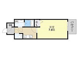 レジデンス塚本クラージュ 1Kの間取図画像