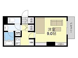 アスール江坂 1Kの間取図画像
