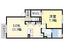 スフィア 1LDKの間取図画像