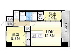 スプランディッドライズ新大阪ノース 2LDKの間取図画像