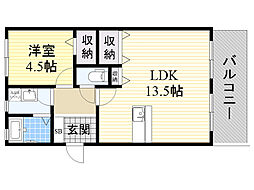 フジコーポ 1LDKの間取図画像