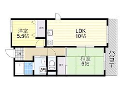 ロイヤルエスタ服部 2LDKの間取図画像