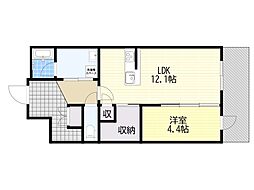 ジオタワー大阪十三 1LDKの間取図画像