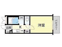 グランベイ豊新 1Kの間取図画像