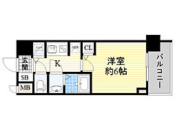 エスレジデンス新大阪ガーデン 1Kの間取図画像