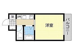 コスモハイツ三国 ワンルームの間取図画像