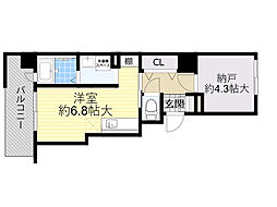 ソレイユ服部 ワンルームの間取図画像