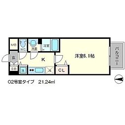 メインステージ新大阪 1Kの間取図画像