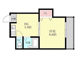 サザンヴィレッジ21 1DKの間取図画像