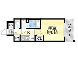 プレサンス塚本駅前 1Kの間取図画像