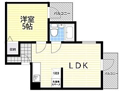 六龍苑岡町 1LDKの間取図画像