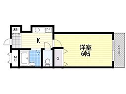アルカン弐番館 1Kの間取図画像