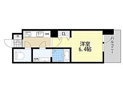 アーバンパーク御幣島 1Kの間取図画像