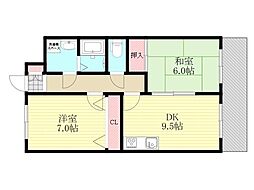 テラート1 2DKの間取図画像