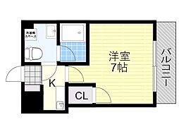 アスール江坂3rd 1Kの間取図画像