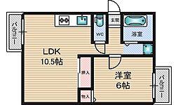 JMRレジデンス新大阪 1LDKの間取図画像