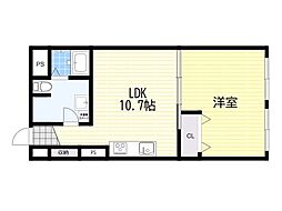 シャンティー塚本 1LDKの間取図画像