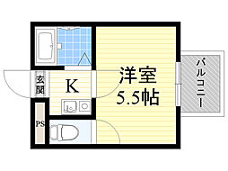 ジオナ新大阪 1Kの間取図画像