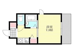 第15東昌ハイツ 1Kの間取図画像