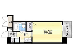 メロディーハイム淡路 1Kの間取図画像