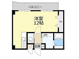 ラメゾンミュー ワンルームの間取図画像