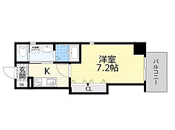 オリエンタル江坂 1Kの間取図画像