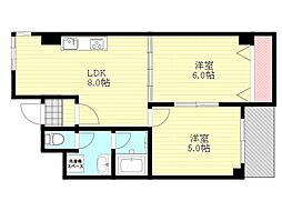 パレス東洋7号館 2LDKの間取図画像