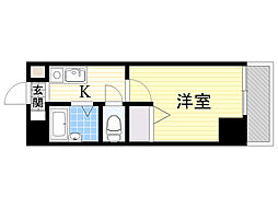 ノルデンハイム淡路D棟 1Kの間取図画像
