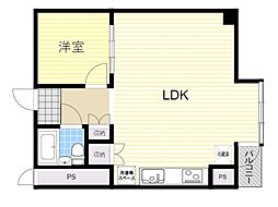 新大阪グランドハイツ2号棟 1LDKの間取図画像